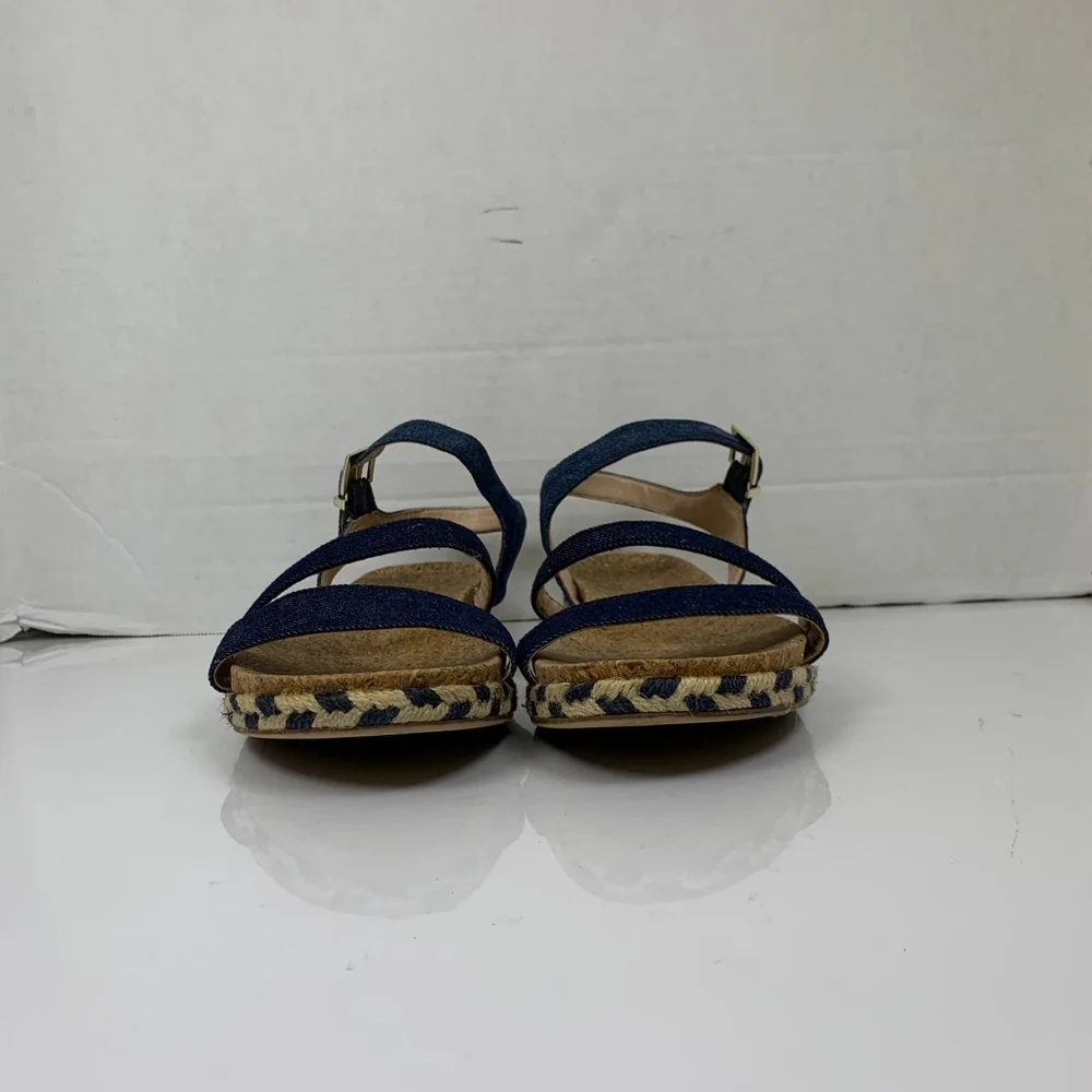 Amelia Grace Women Blue Denim Flat Open Toe Strappy Sandals Size 11 - Picture 10 of 10